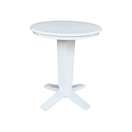 International Concepts 30 in. Solid Wood Round Top Pedestal Dining Table - 35.9 in. High, White K08-30RT-23B-36